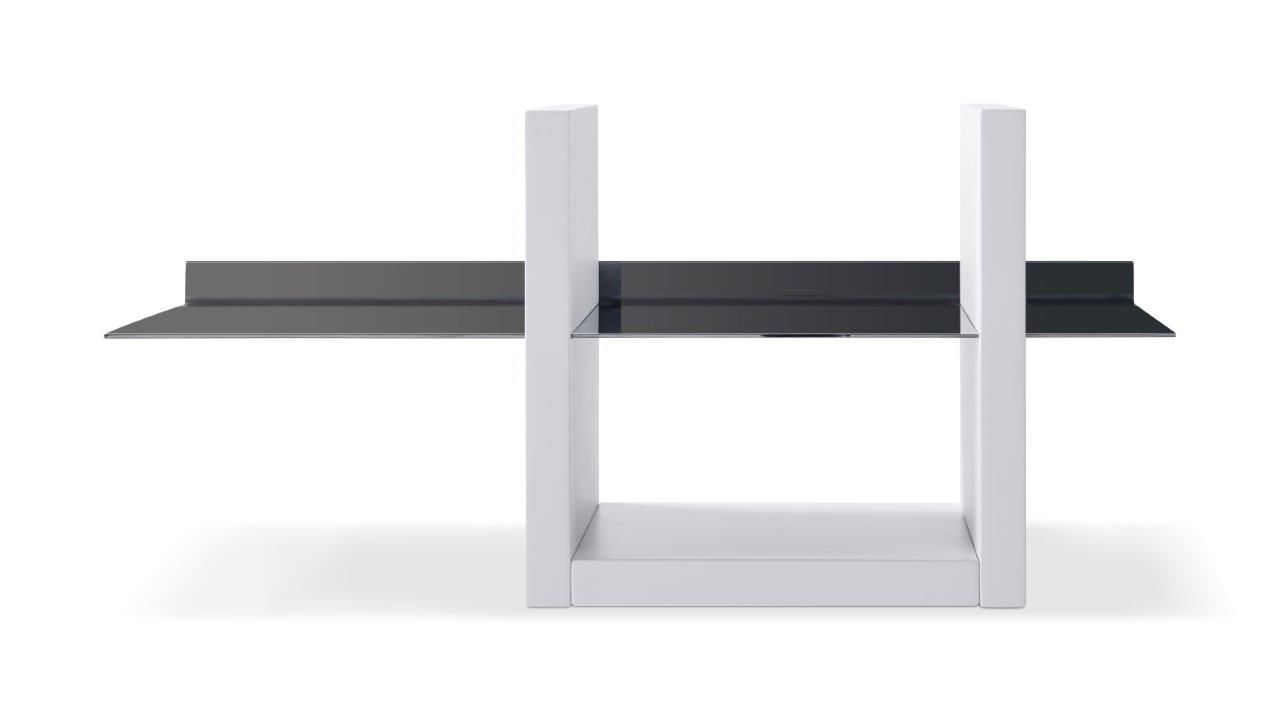 Wall Shelf Unit White With Dark Chrome Accent