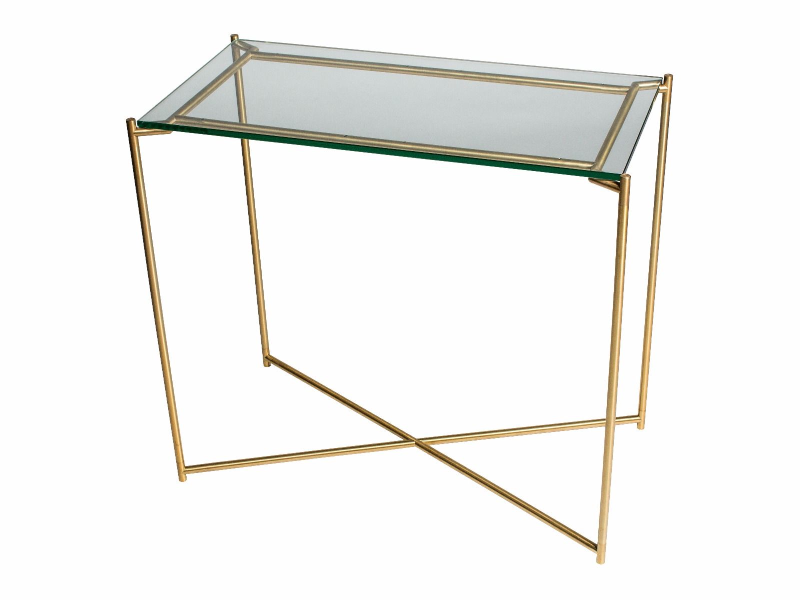 Small console table clear glass with brass frame by gillmore space