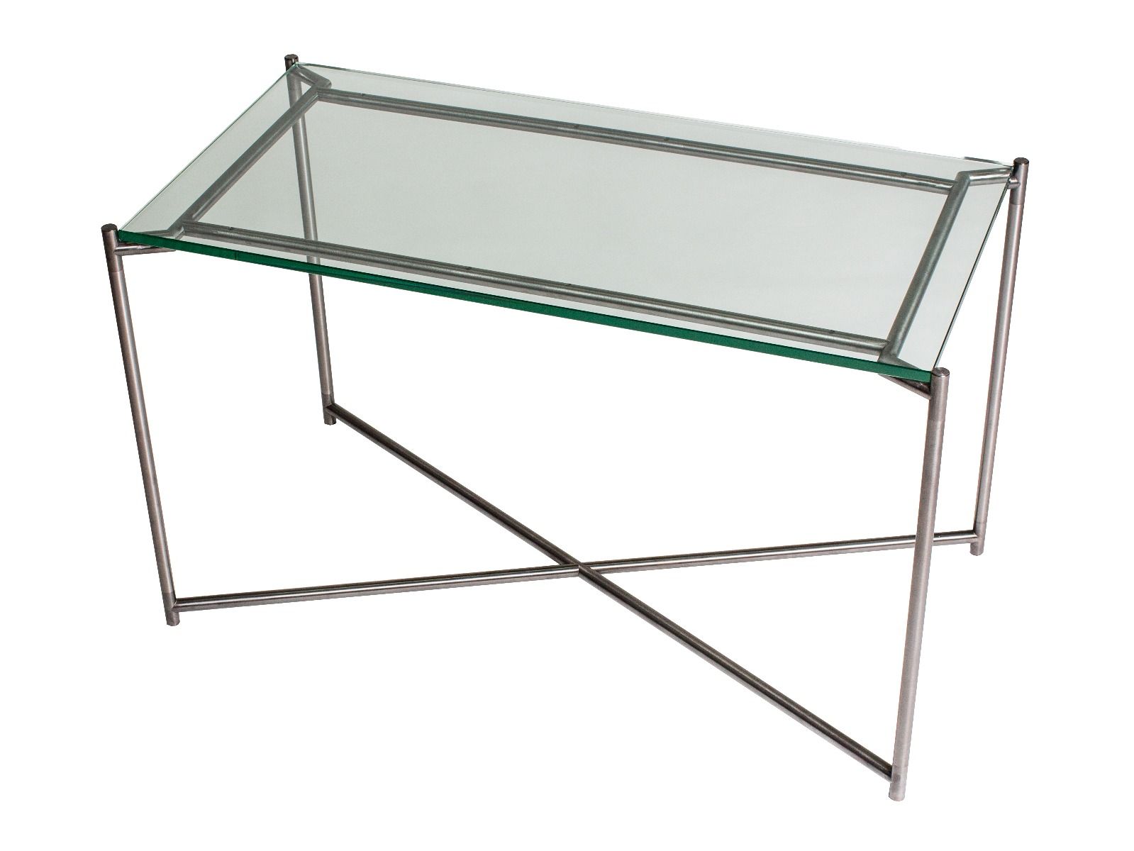 Rectangle Side Table Clear Glass With Metal Frame