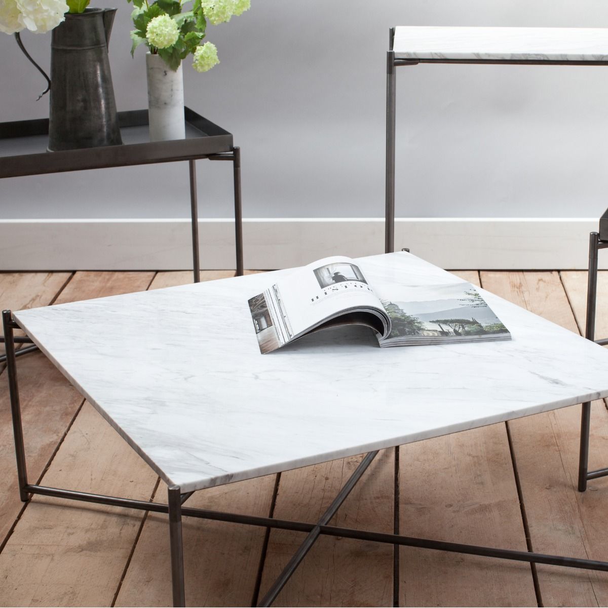 Square Coffee Table White Marble With Metal Frame Collection Square Coffee Table White Marble With Metal Frame By Gillmore