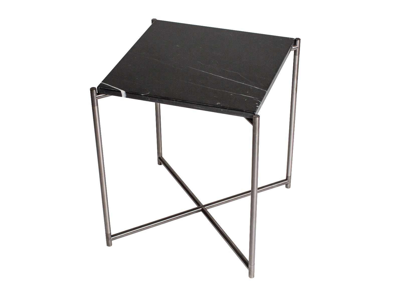 Square Side Table Black Marble With Metal Frame