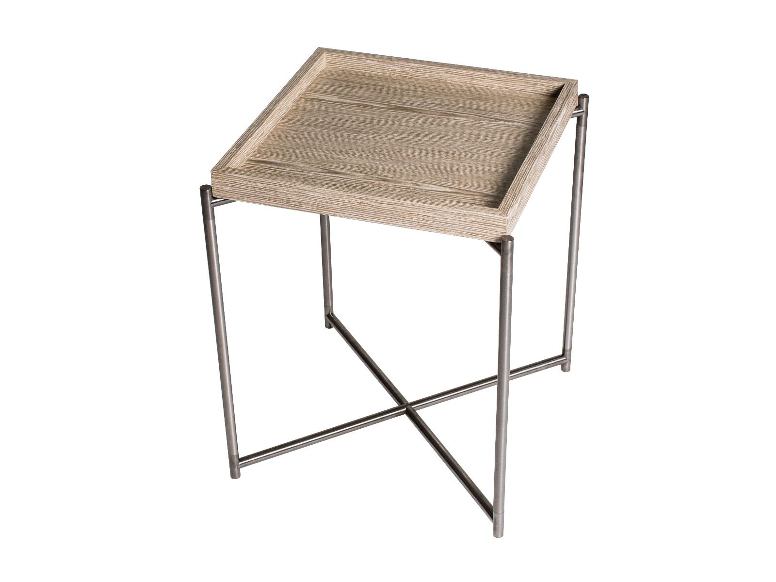 Square Tray Top Side Table Weathered Oak With Metal Frame