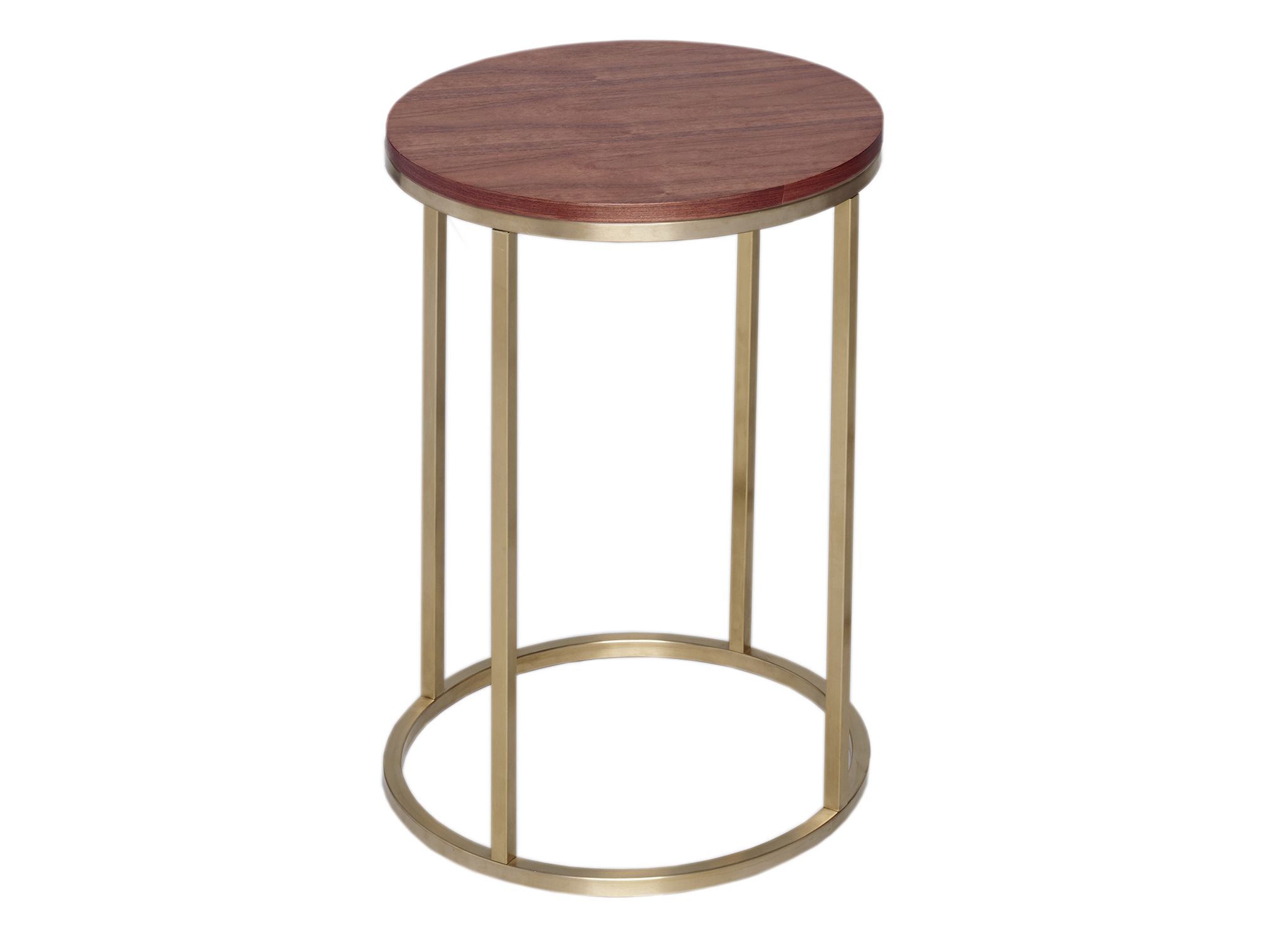 Circular Side Table Kensal Walnut With Brass Base Collection Circular Side Table Kensal Walnut With Brass Base By Gillmore