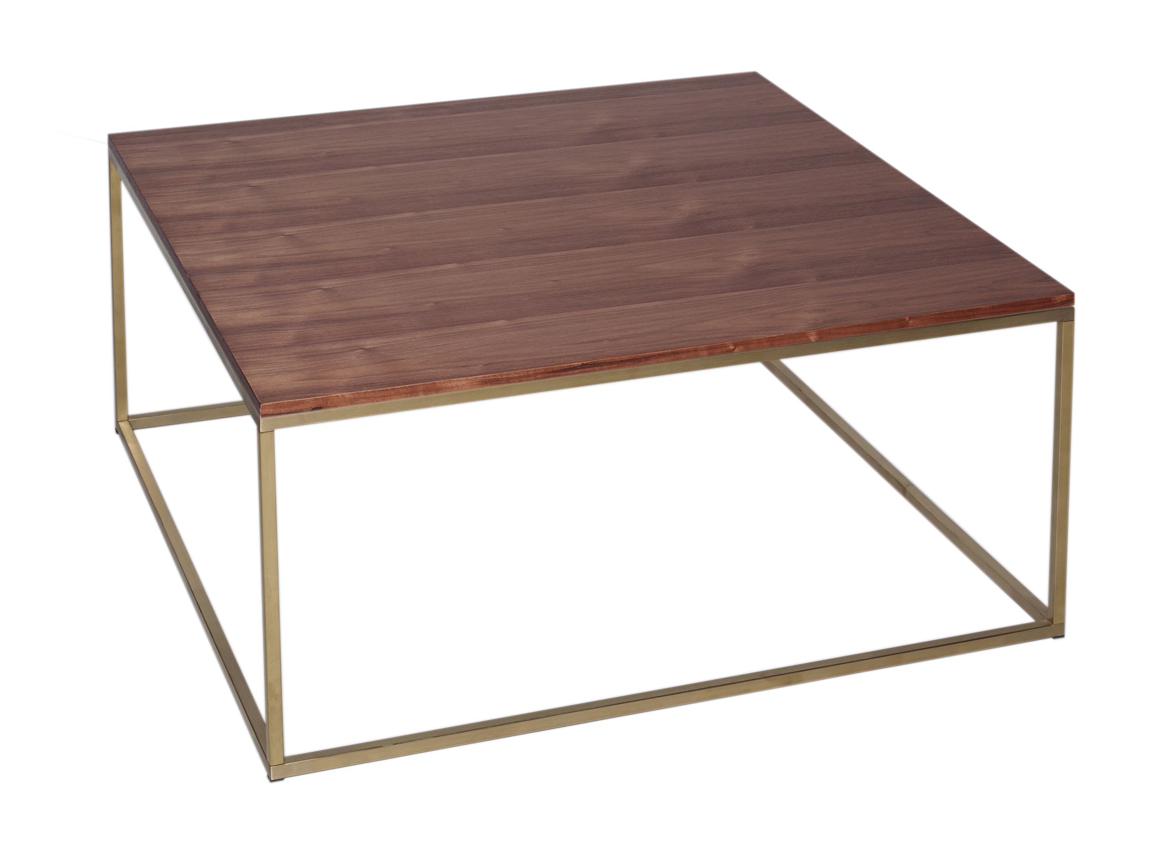 Square Coffee Table Kensal Walnut With Brass Base