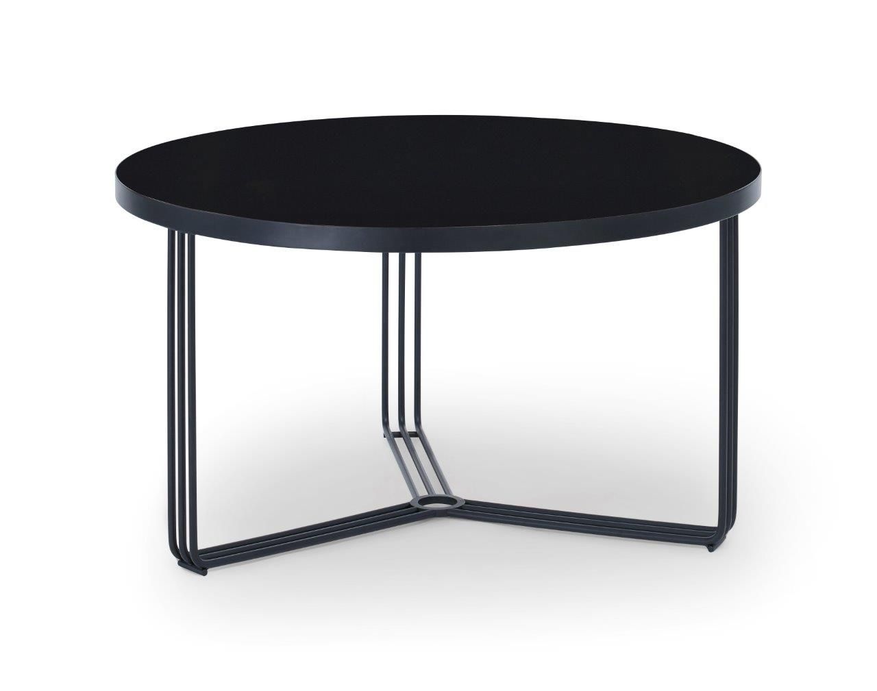 Finn Small Circular Coffee Table, Round Black Glass Side Table