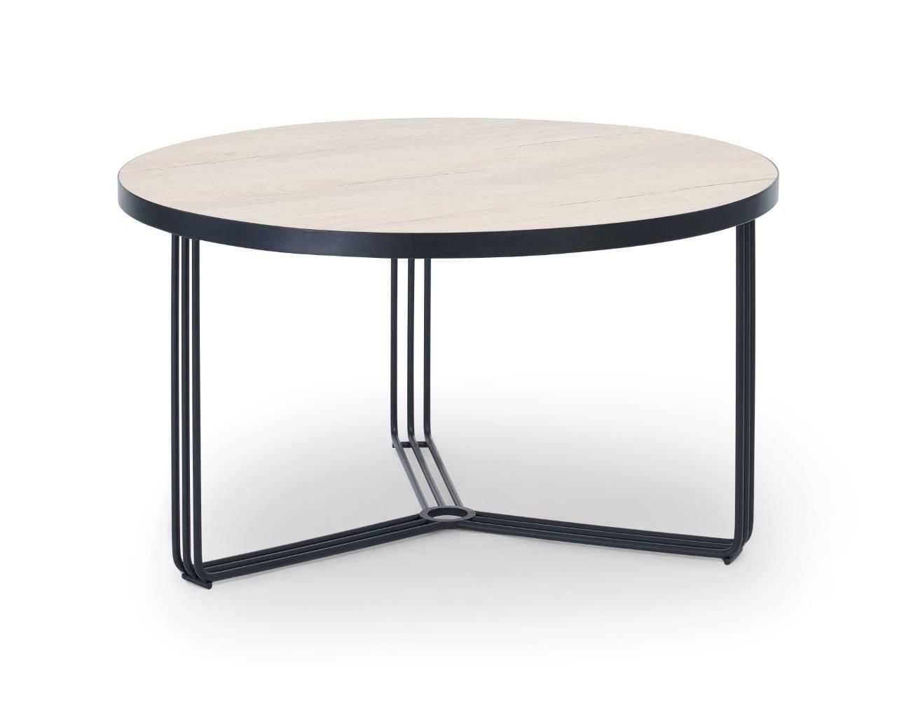 Finn Small Circular Coffee Table Pale Oak Top Black Frame