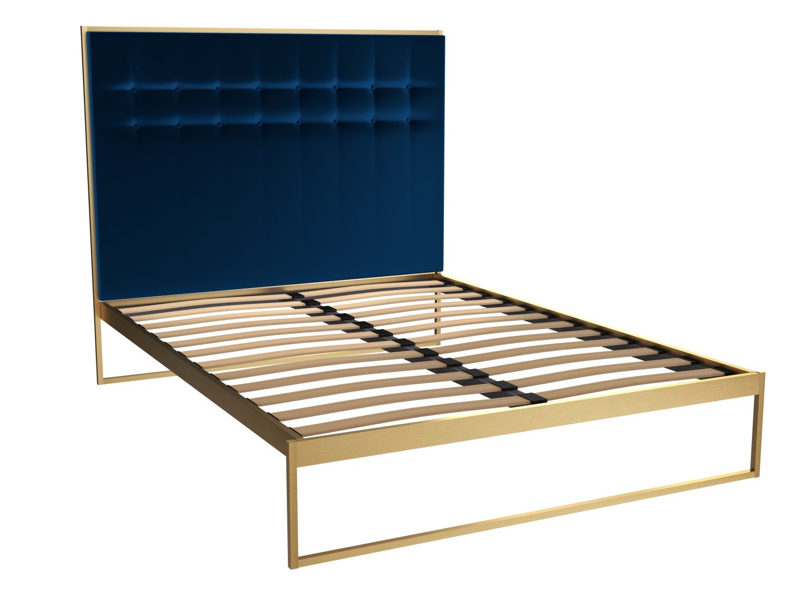 Federico Double Bed Headboard Brass, Blue Bed Frame Double