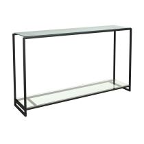 Clear Glass & Black Frame Narrow Console Table 