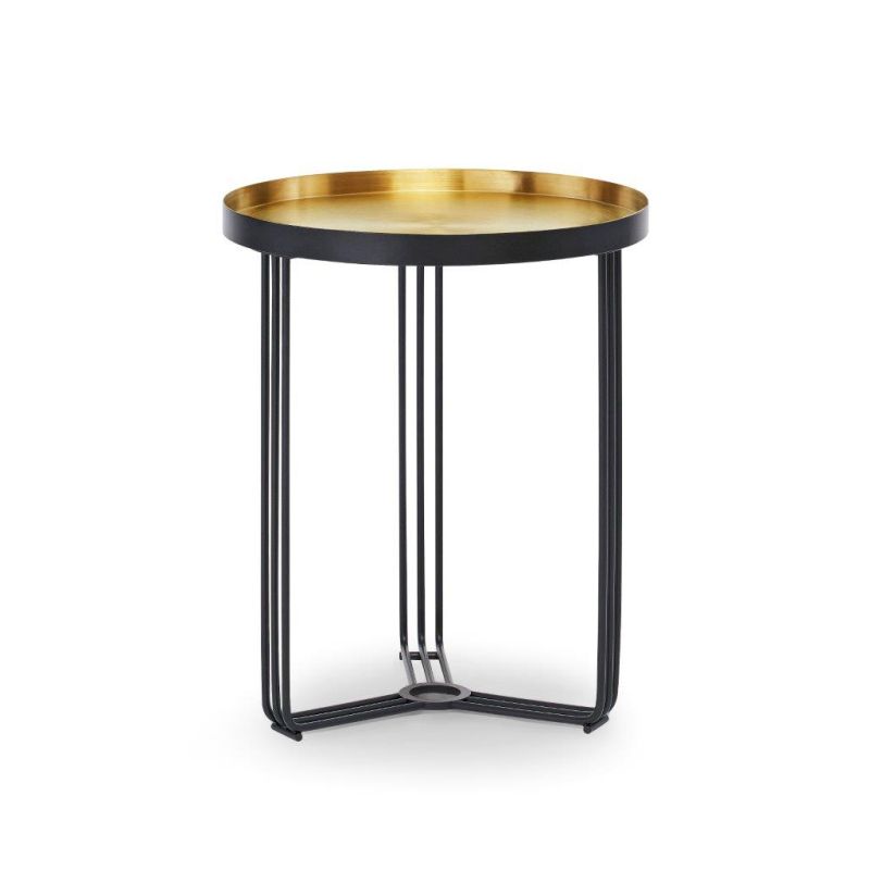 Finn Circular Side Table | Spun Brass Top & Black Frame