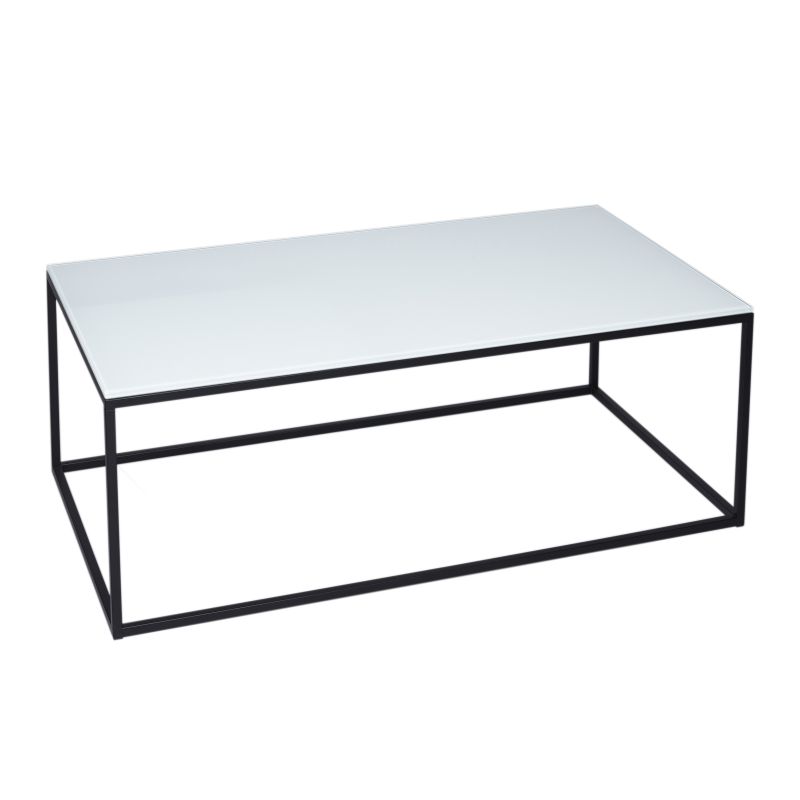Kensal Rectangular Coffee Table White Glass Top & Black Matt Base