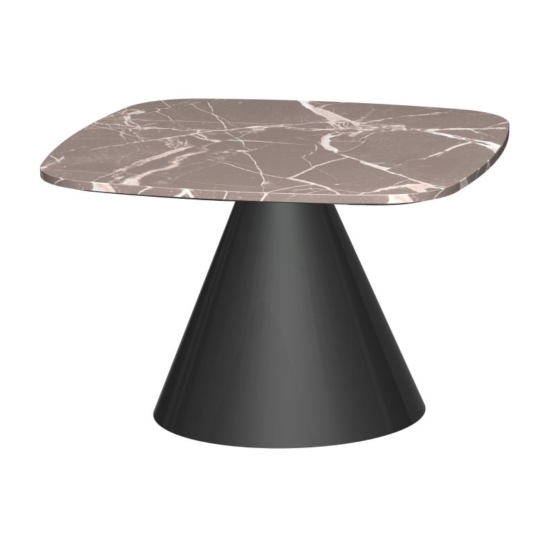 Oscar Square Side Table Brown Marble Top & Black Base
