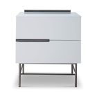 White Lacquer & Dark Chrome Two Drawer Chest by Gillmore