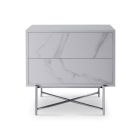 White Ceramic Marble Bedside Table Chest by Gillmore