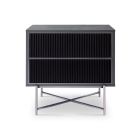Adriana Grey Fluted Glass Bedside Chest by Gillmore