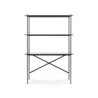 Dark Chrome Frame & Black Glass Desk & Bookshelf by Gillmore