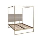 Brass Frame & Weathered Oak Veneer Double Canopy Bed by Gillmore