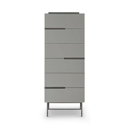 Grey Lacquer & Dark Chrome Chest of Six Drawers by Gillmore