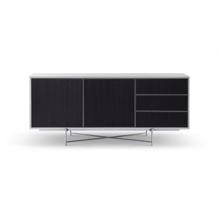 White and Grey Fluted Glass Sideboard Buffet by Gillmore