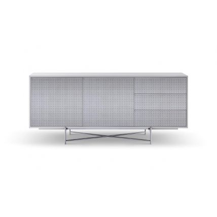 White and Dark Chrome Buffet Sideboard by Gillmore