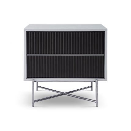 Grey Fluted Glass Bedside Chest by Gillmore