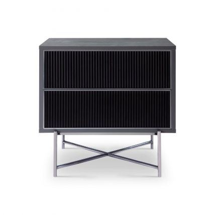 Adriana Grey Fluted Glass Bedside Chest by Gillmore