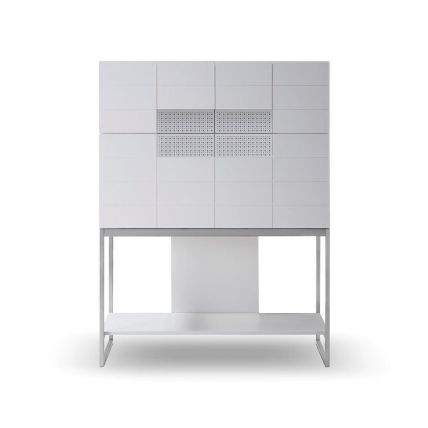 Dark Chrome and White Bureau Desk by Gillmore