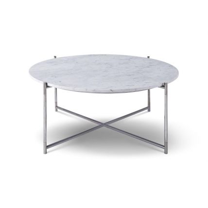 Adriana Small Round Coffee Table - White Marble Top & Dark Chrome Base © GillmoreSPACE Ltd