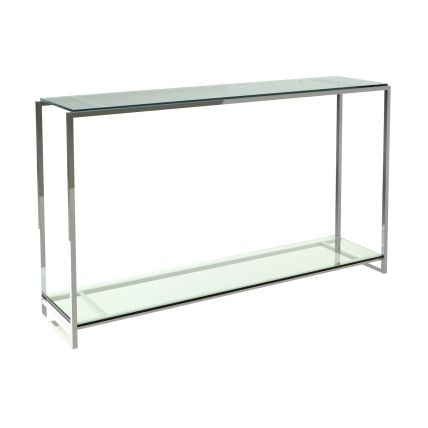 Clear Glass & Polished Frame Narrow Console Table by Gillmore