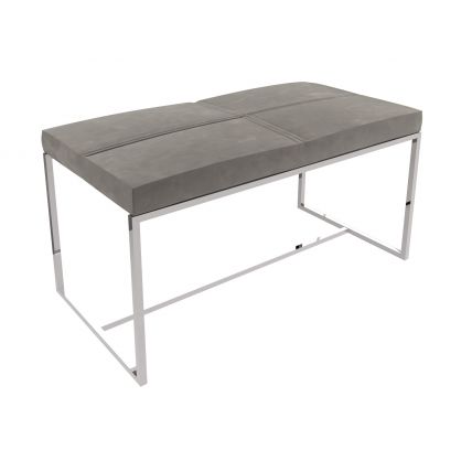 Mushroom Grey Velvet & Polished Frame Bed Bench by Gillmore