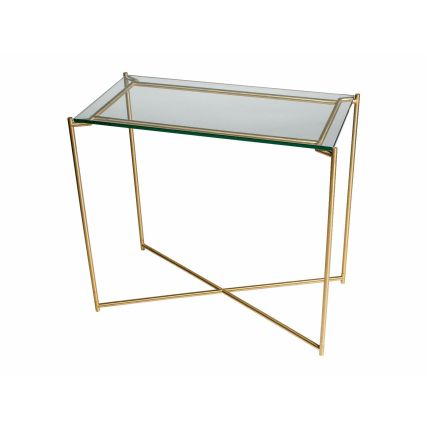 Clear Glass Top & Brass Frame Small Console Table by Gillmore
