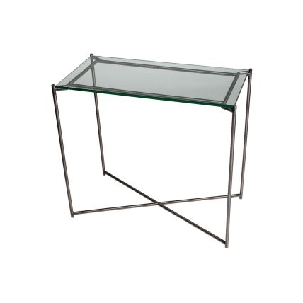 Clear Glass Top & Gun Metal Frame Small Console Table by Gillmore