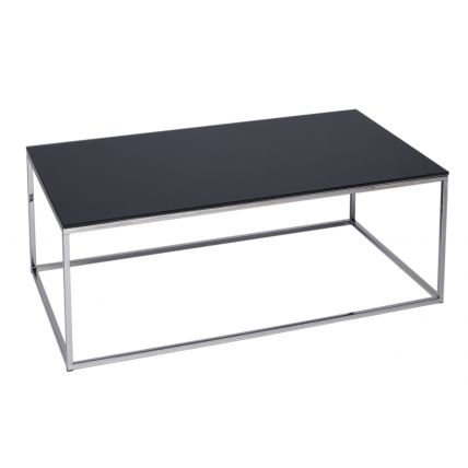Rectangular Coffee Table - Kensal BLACK with POLISHED steel base