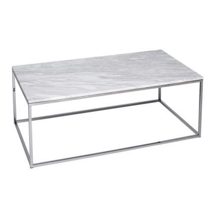 Rectangular Coffee Table - Kensal MARBLE with POLISHED steel base