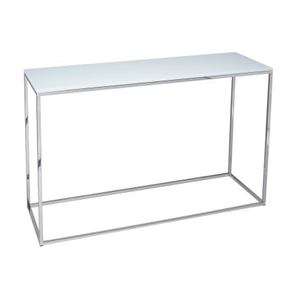 White Glass & Polished Base Console Table by Gillmore