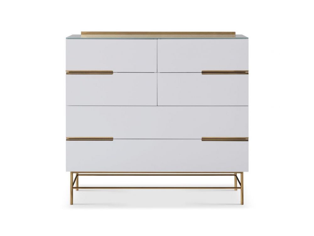 White and brass new arrivals chest of drawers
