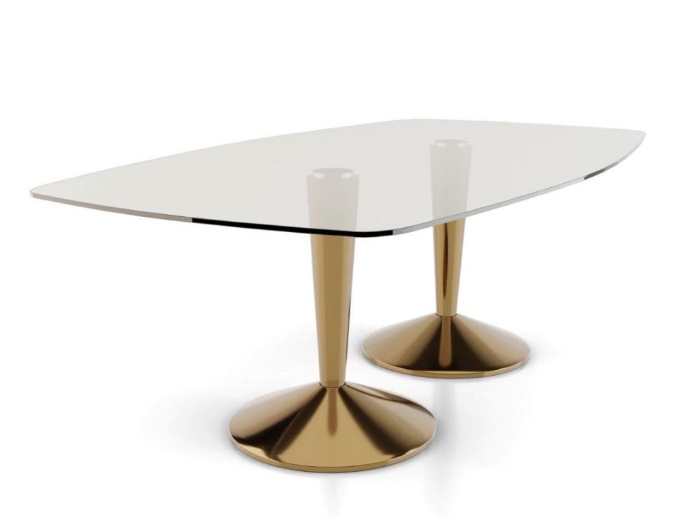 Rectangular pedestal dining shop table with leaf