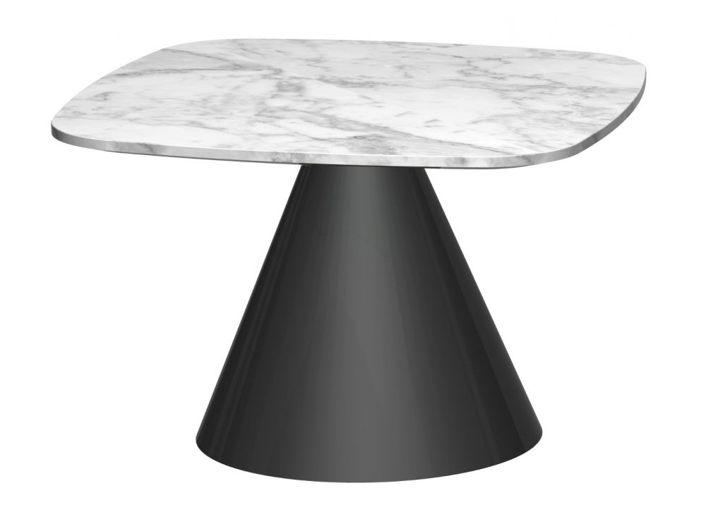 Oscar Square Side Table White Marble Top & Black Base