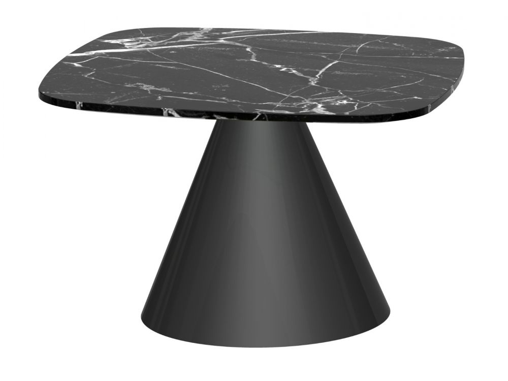 Oscar Square Side Table Black Marble Top & Black Base
