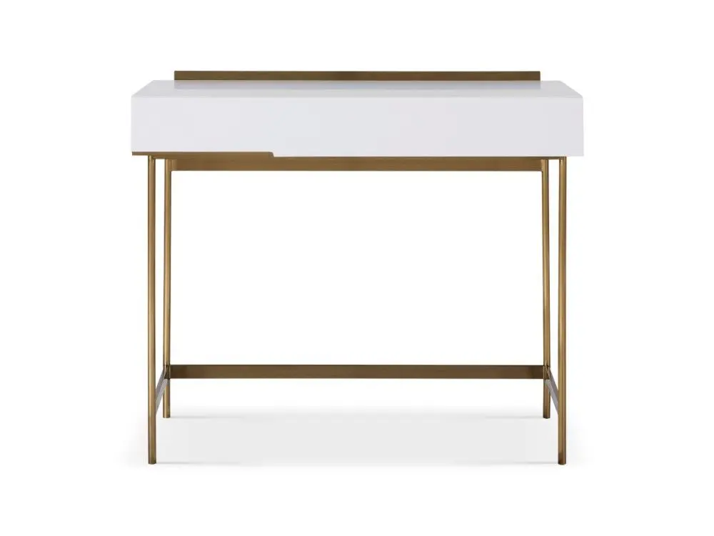 Alberto Dressing Table | White & Brass Accent Dressing Table With Drawers