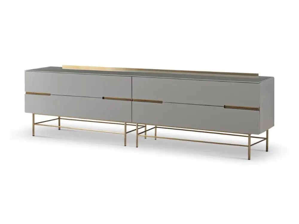 Alberto Four Drawer Low Sideboard Grey Brass Accent Sideboard With Drawers