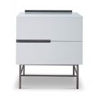 White Lacquer & Dark Chrome Two Drawer Chest by Gillmore