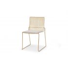Brass Stacking Dining Chair with Natural / Beige Colour Seat Pad - Finn by Gillmore © GillmoreSPACE Ltd