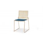 Brass Stacking Dining Chair with Blue Seat Pad - Finn by Gillmore © GillmoreSPACE Ltd