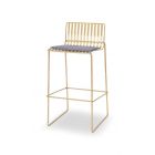 Brass Bar Stool with Pewter Grey Seat Pad - Finn by Gillmore © GillmoreSPACE Ltd