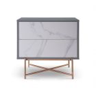 Grey and White Marble Bedside Chest by Gillmore