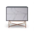 Grey and White Marble Bedside Chest by Gillmore