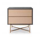 Grey & Rattan Bedside Table Chest by Gillmore
