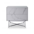 White Ceramic Marble Bedside Table Chest by Gillmore