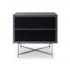 Adriana Grey Fluted Glass Bedside Chest by Gillmore