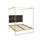 Brass Frame & Black Stained Oak Veneer Double Canopy Bed by Gillmore